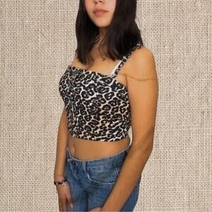 Leopard Crop Top Button down